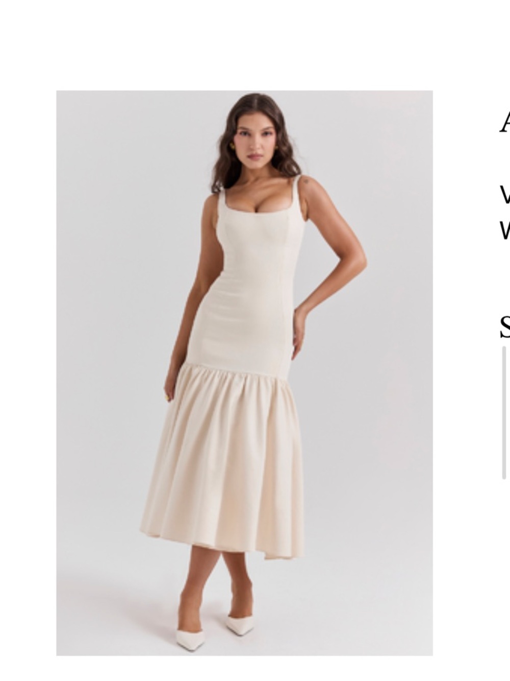 House of CB Cream Midi Mermaid Dress with Square Neck